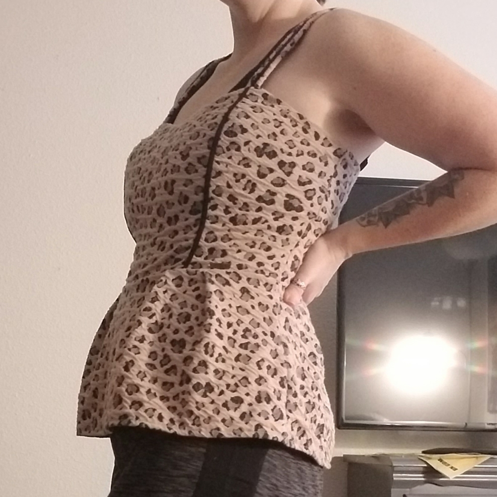 Guess Cheetah Print Peplum Top
